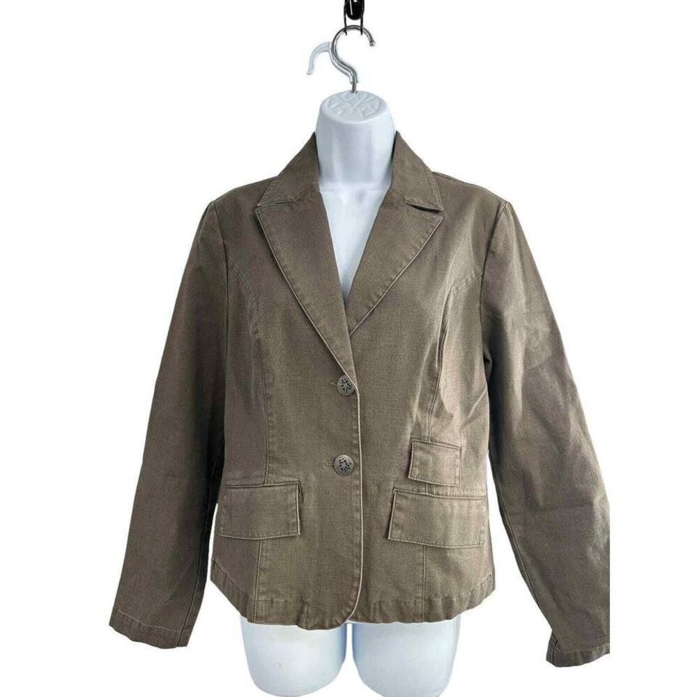 INC International Concepts Women Olive Green Two Button Blazer Small